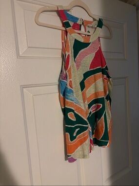 Sleeveless Abstract Print Tank Top in Multicolor